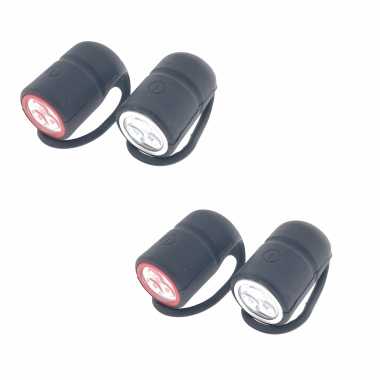 2x fietslampjes set waterdicht voor / achterlicht 3 leds