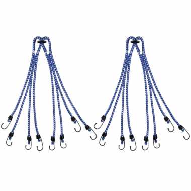 2x stuks bagagespin/snelbinders 8-armig met haken 8 x 40 cm