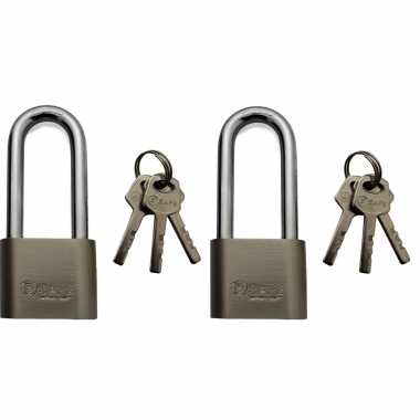 2x stuks hangsloten van edelstaal 40 mm met hoge beugel