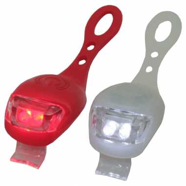 3x led fietsverlichting/lampen set siliconen voor en achter