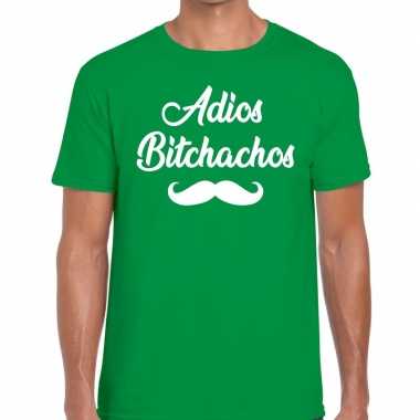 Adios bitchachos tekst t-shirt groen voor heren