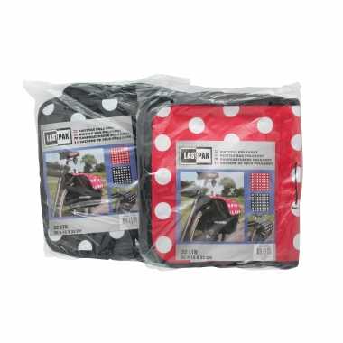 Fietstas dubbel / boodschappentas fiets zwart met witte stippen 32 liter