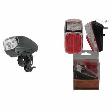 Fietsverlichting set fietskoplamp en achterlicht led spatbordmontage met reflector