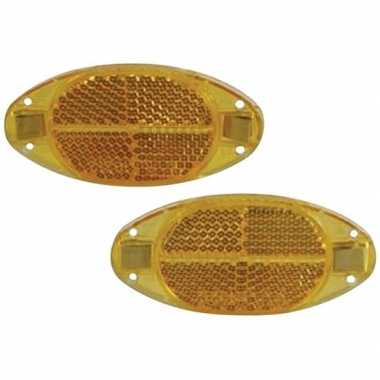 Spaakreflectoren/fietsreflectoren oranje 2 stuks