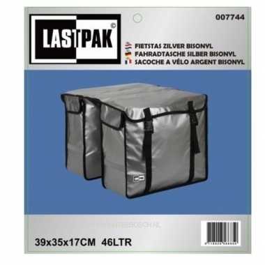 Zilveren dubbele fietstassen 39 x 35 x 17 cm