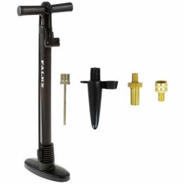 Zwarte fietspomp staand inclusief 4-delige nippelset
