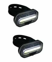2x fietskoplampen batterijvoorlichten fietsverlichting cob led met bevestigingsband