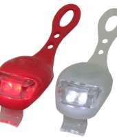 2x led fietsverlichting lampen set siliconen voor en achter