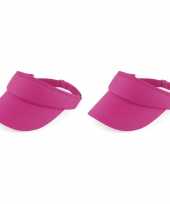 2x stuks fuchsia roze sportieve zonneklep voor volwassenen
