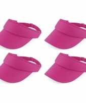 4x stuks fuchsia roze sportieve zonneklep voor volwassenen