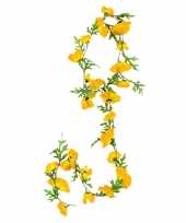 Bloemen slinger 180 cm met gele klaprozen bloemen