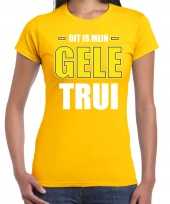 Dit is mijn gele trui fun tekst t-shirt geel voor dames
