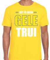 Dit is mijn gele trui fun tekst t-shirt geel voor heren