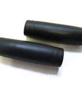 Fiets handvatten set rubber zwart 22 x 110 mm