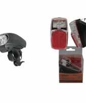 Fietsverlichting set fietskoplamp en achterlicht led spatbordmontage met reflector