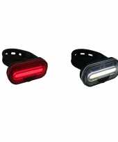Fietsverlichting set koplamp en achterlicht cob led met bevestigingsband