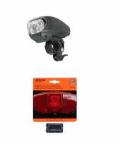 Fietsverlichting set universeel fietskoplamp en achterlicht met reflector