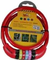 Kabelslot met cijferslot rood 10 x 650 mm