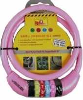 Kabelslot met cijferslot roze 10 x 650 mm