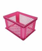 Roze kunststof fietskrat 40 x 30 x 22 cm