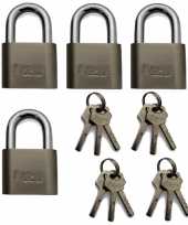 Set van 12x hangsloten met korte beugel gelijk gecodeerd 5 x 7 5 cm