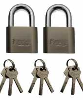 Set van 6x hangsloten met korte beugel gelijk gecodeerd 5 x 7 5 cm