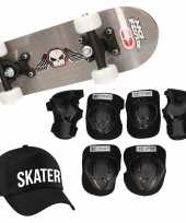 Skateboard set voor kinderen l 9 10 jaar valbescherming skater pet skateboard met print 43 cm grijs