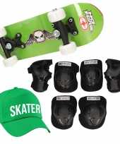 Skateboard set voor kinderen l 9 10 jaar valbescherming skater pet skateboard met print 43 cm groen