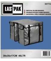 Zilveren dubbele fietstassen 39 x 35 x 17 cm